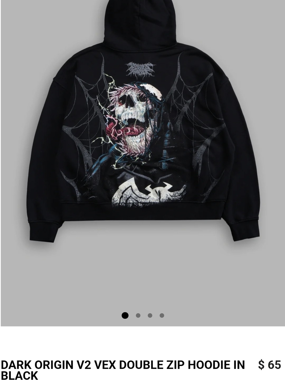 Black Graphic Skull & Spiderweb Hoodie